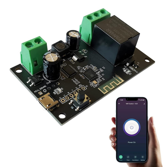 Jane Eyre WiFi Wireless Smart Switch Relay Module Jog Self-Locking Switch Module DIY Smart Home Compatible with TUYA/Smart Life App(1CH)